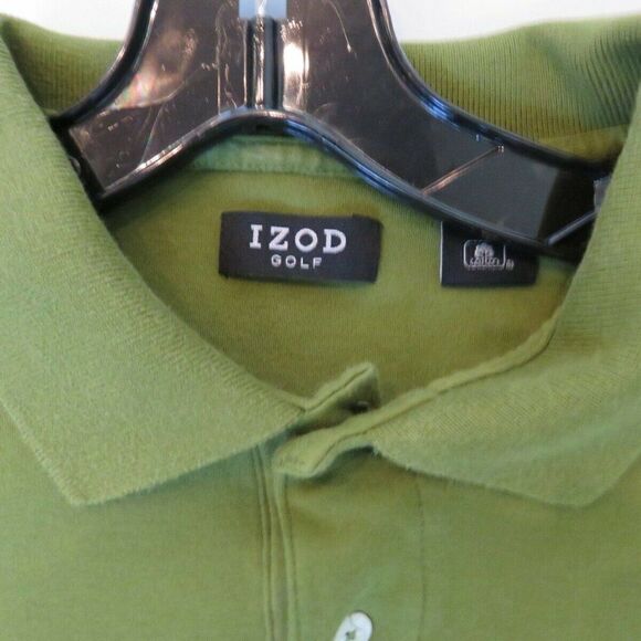 IZOD Golf Polo Shirt Olive Green 100% Heavyweight Cotton Logo Men's Large - Picture 2 of 7